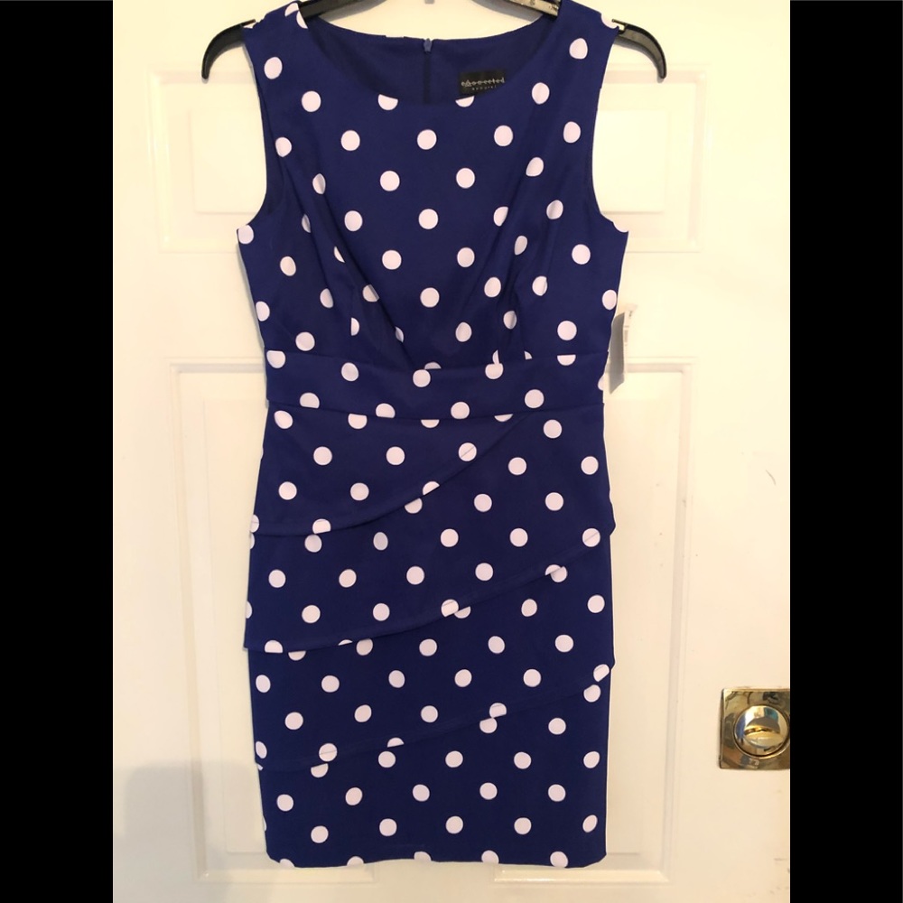 Royal blue polkadot dress NWOT